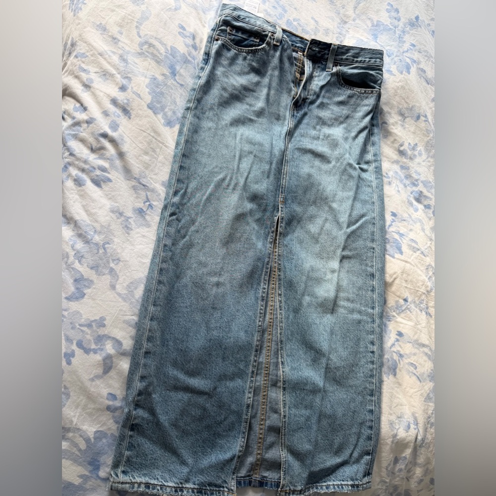 Light Blue Denim Maxi Skirt Jeans - Women Levis